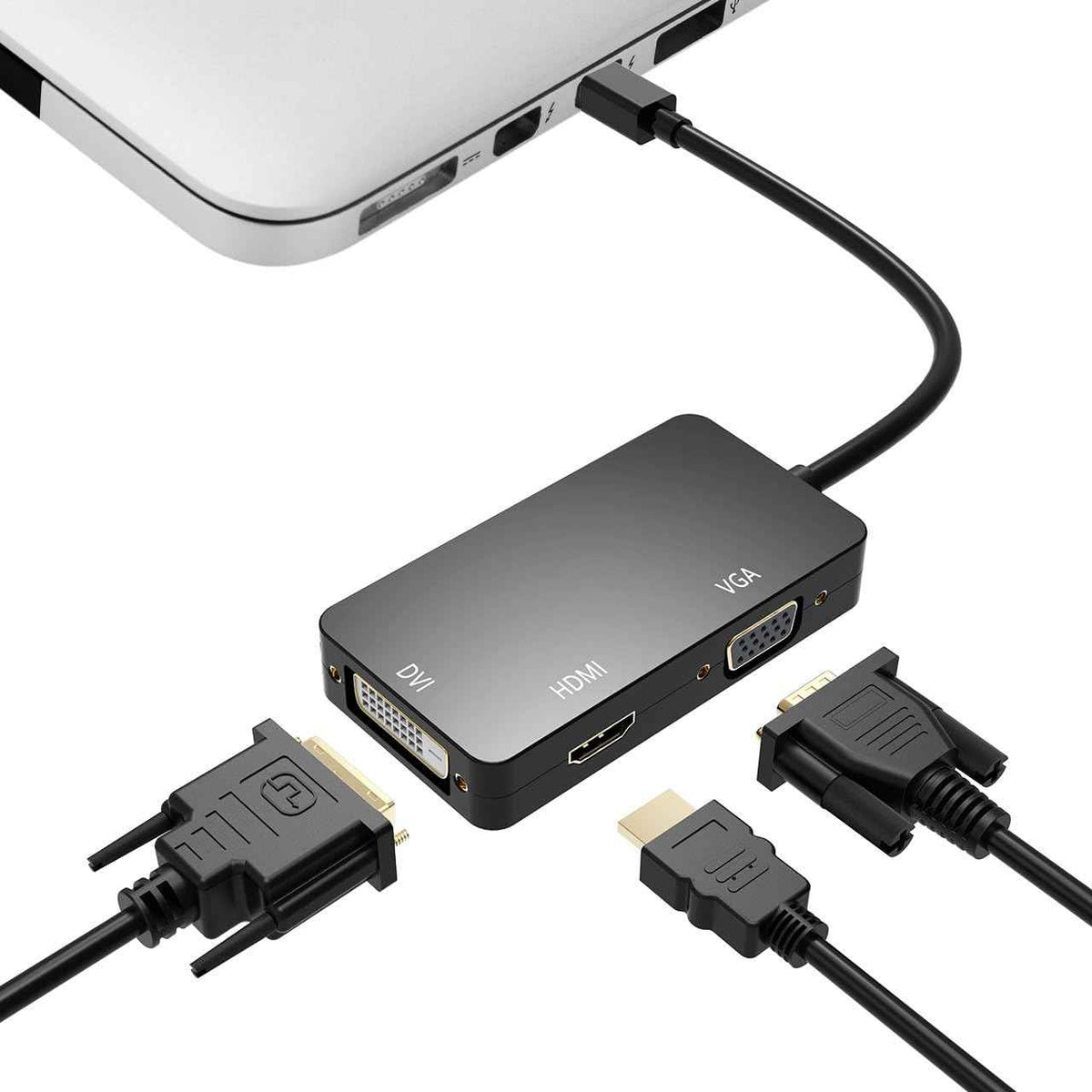 DREIKS Mini DisplayPort auf HDMI DVI VGA Adapter Mini DP Konverter 3in1 1080p Schwarz oder Weiß