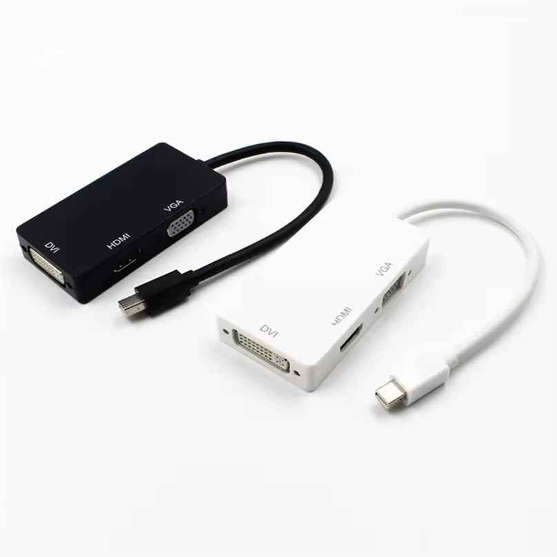 DREIKS Mini DisplayPort auf HDMI DVI VGA Adapter Mini DP Konverter 3in1 1080p Schwarz oder Weiß