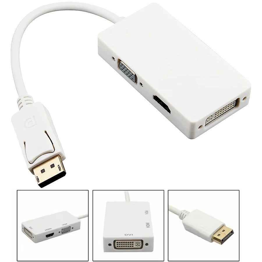 DREIKS DisplayPort auf HDMI DVI VGA Adapter DP Konverter 3in1 1080p Schwarz oder Weiß