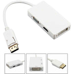 DREIKS DisplayPort auf HDMI DVI VGA Adapter DP Konverter 3in1 1080p Schwarz oder Weiß