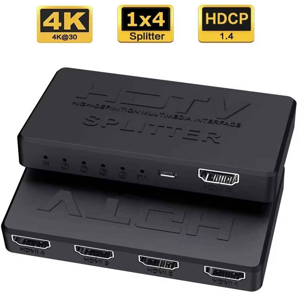 DREIKS 1-in-4-out HDMI Splitter Verteiler 4K 3D 4K@30Hz 1080p@60Hz Ultra HD Adapter