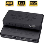 DREIKS 1-in-4-out HDMI Splitter Verteiler 4K 3D 4K@30Hz 1080p@60Hz Ultra HD Adapter