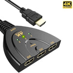 DREIKS 3-in-1-out HDMI Switch Adapter Umschalter 3in1 Ultra HD 4K oder Full HD 1080p