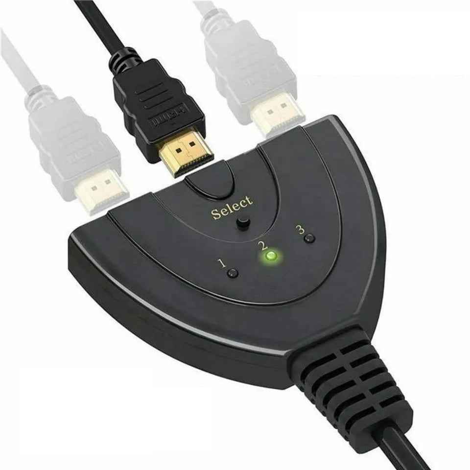DREIKS 3-in-1-out HDMI Switch Adapter Umschalter 3in1 Ultra HD 4K oder Full HD 1080p