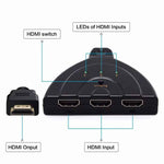 DREIKS 3-in-1-out HDMI Switch Adapter Umschalter 3in1 Ultra HD 4K oder Full HD 1080p