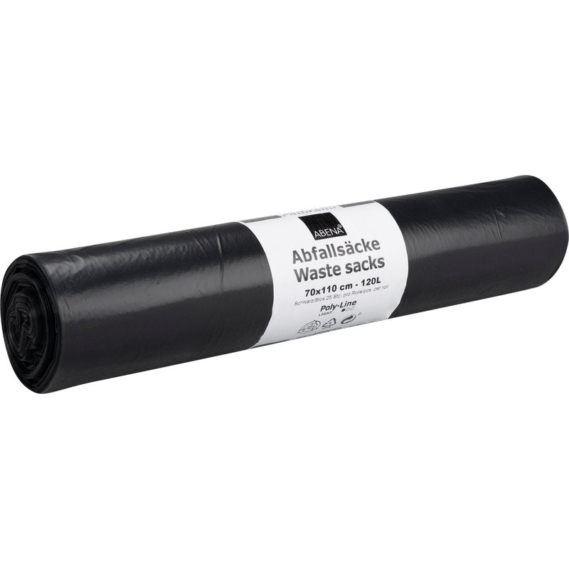 Abfallsäcke 120 L, 700x1100mm, 34 my LDPE, Schwarz    | Rolle (25 Beutel)