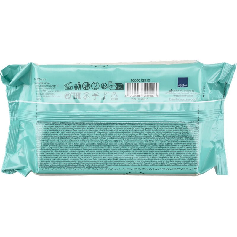 Bambo Nature, Feuchtpflegetücher m. Klebeverschluss, 15x20cm   | Packung (80 Stück)
