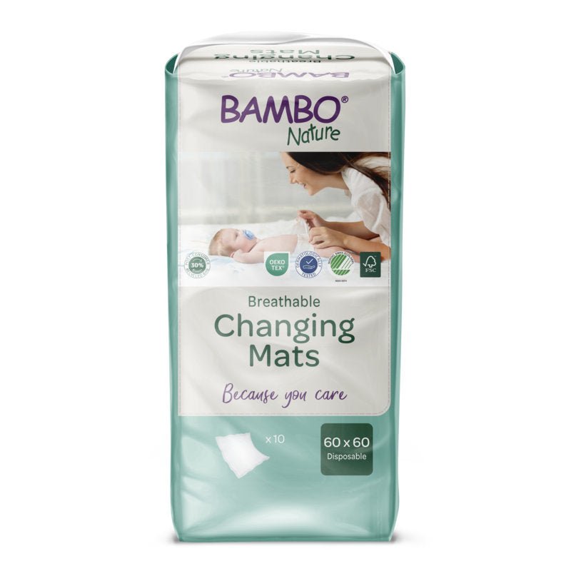 Bambo Nature Wickelunterlage, 60x60 cm, mit Superabsorber   | Packung (10 Stück)