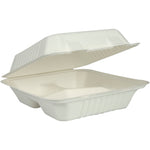 Menübox, Bagasse, 3-geteilt, weiß, 22,3x20x7,8 cm   | Packung (50 Stück)