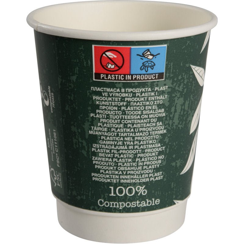 Kaffeebecher Doppelwand Bio "Green Leaves"