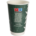 Kaffeebecher Doppelwand Bio "Green Leaves"
