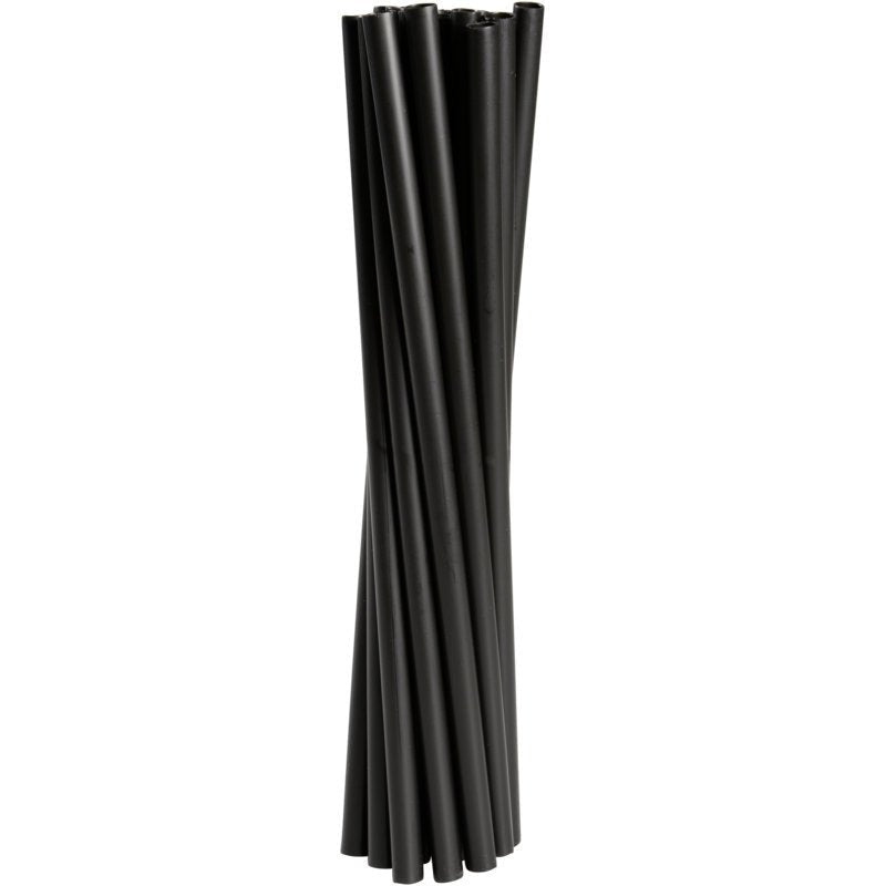 Mehrweg Trinkhalme, 24 cm, ø 8 mm, Schwarz, PP   | Packung (250 Stück)