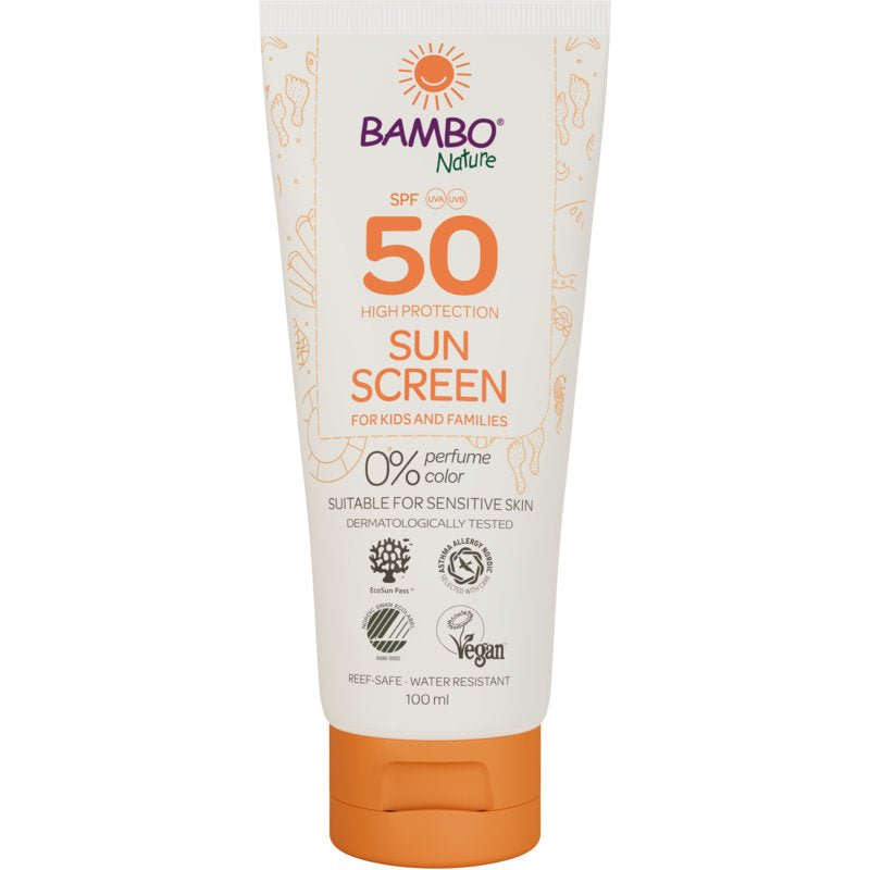 Bambo Nature, Sonnencreme, 100ml, LSF50, Farb- u. Parfümfrei  | Karton (6 Packungen) Namma Markt