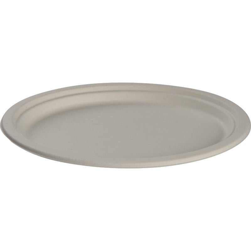 Teller, Oval, 20 x 26 cm, Bagasse, Weiß   | Packung (50 Stück)