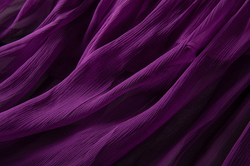 Damen Seidenkleid mit Puffärmeln | Luftsüßes Boho Maxikleid