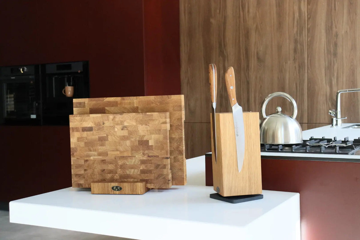 Schneidebrett groß Eiche Stirnholz 43x33x4,3cm – Profi Hackblock & Hirnholzbrett