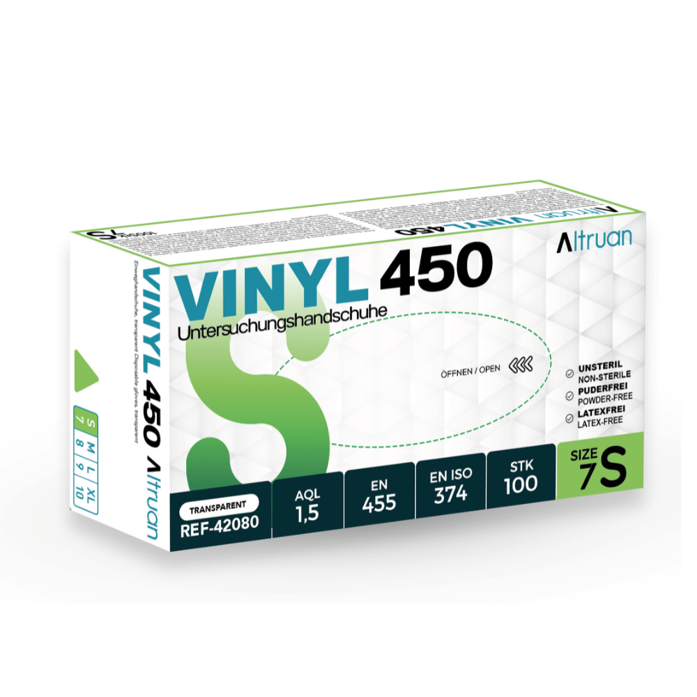 Altruan Vinyl 450 Handschuhe, Einmalhandschuhe, transparent - 100 Stück