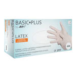 AMPri BASIC-PLUS Latexhandschuhe puderfrei, weiß | Box (100 Stück)