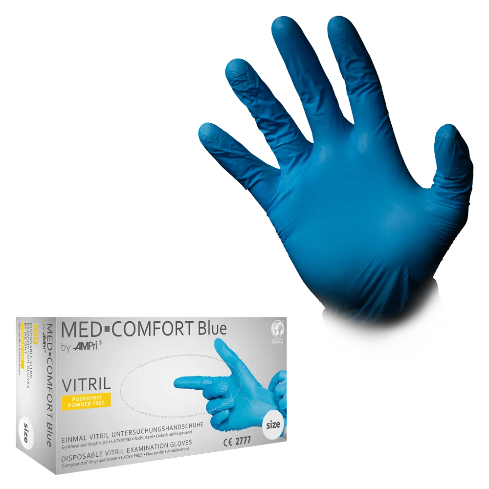 AMPri MED-COMFORT BLUE Vitrilhandschuhe puderfrei, Blau