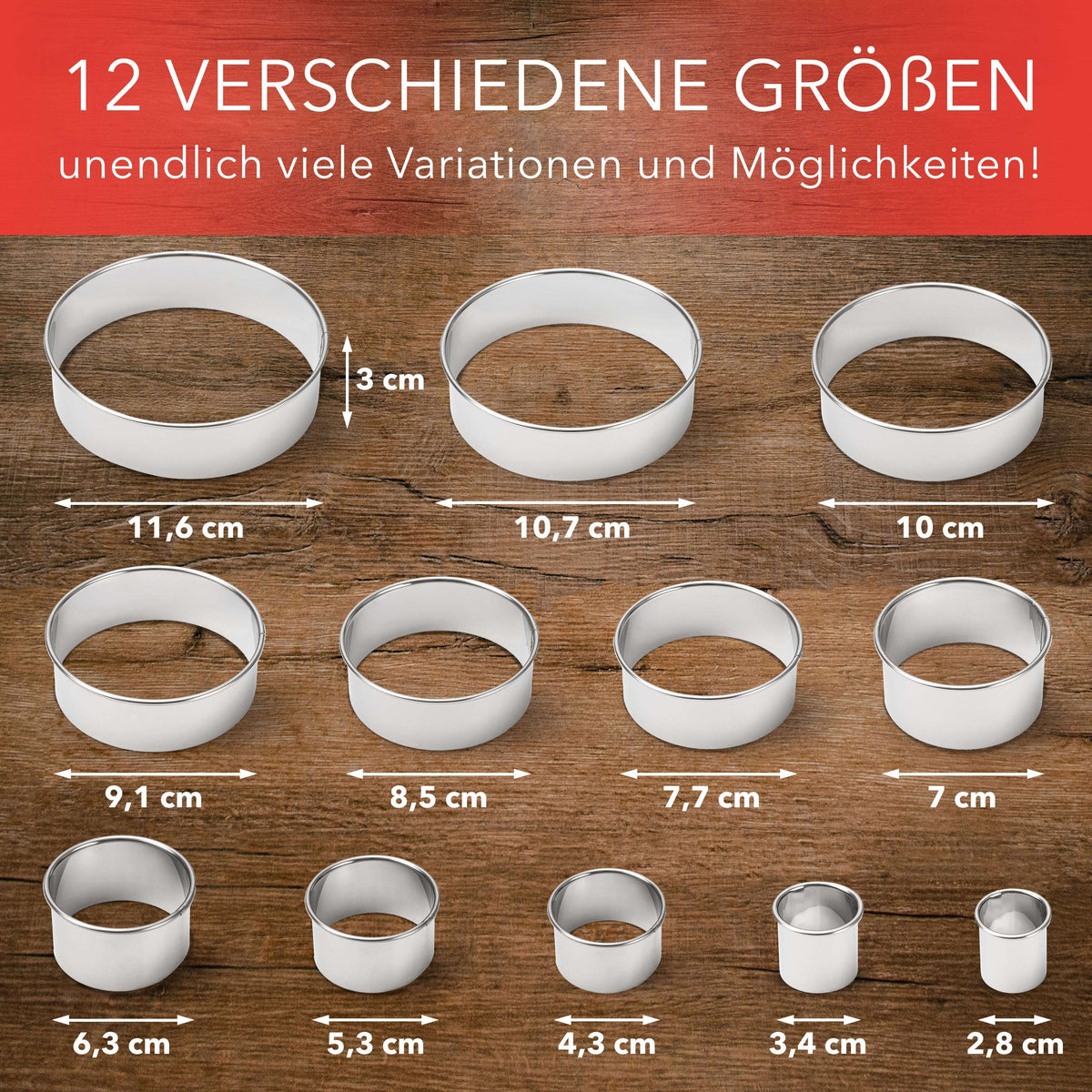 Edelstahl Ausstechformen Ringe - 12 Stück Namma Markt