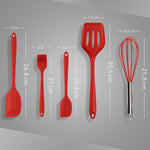 Küchenhelfer aus Silikon & Edelstahl Kochutensilien Rot - 5er Set