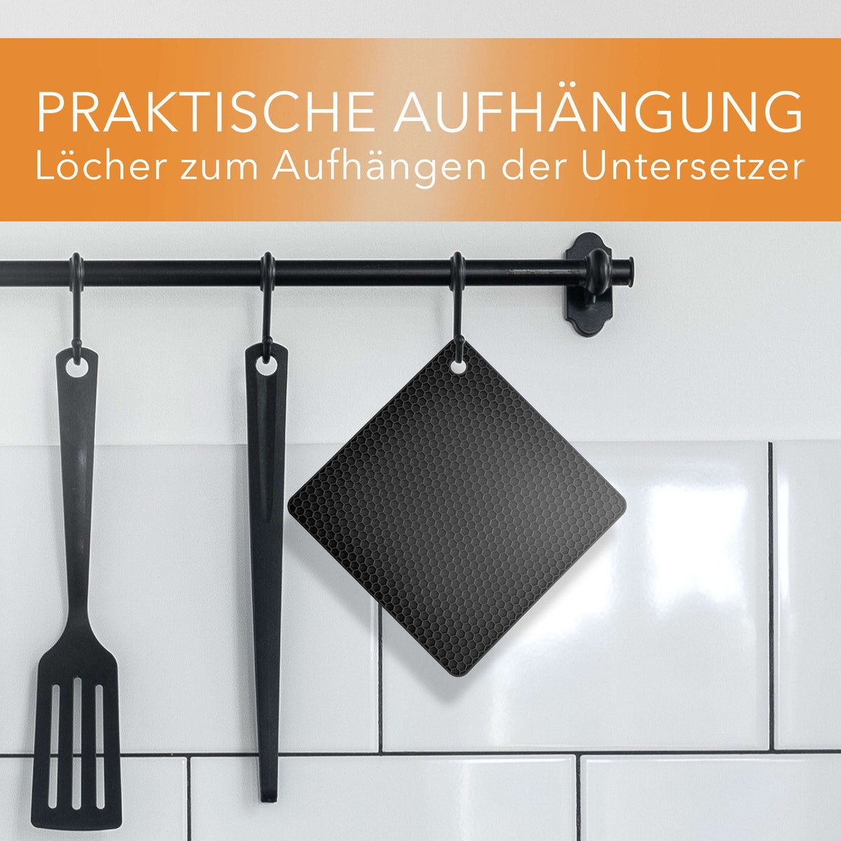 Untersetzer aus Silikon Topfuntersetzer Pfannenuntersetzer Topflappen Schwarz - 4er Set Namma Markt