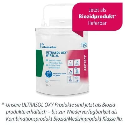 Dr. Schumacher Ultrasol Oxy Wipes Dualauslobung Einweg Tuchspender  - 120 Tücher  | Packung (120 Tücher)