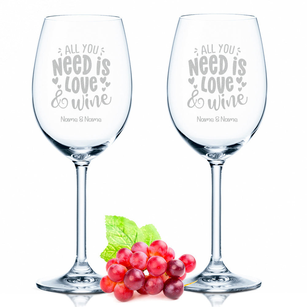Stölzle Lausitz Weingläser mit Gravur "All you need is Love and Wine"
