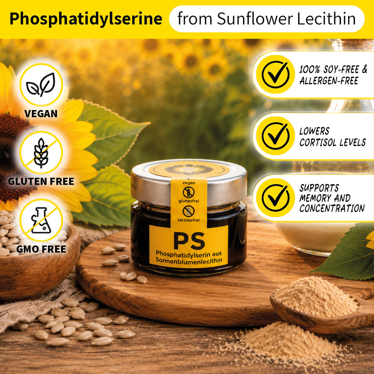 Flüssiges Phosphatidylserin (PS) 20 % aus Sonnenblumenlecithin