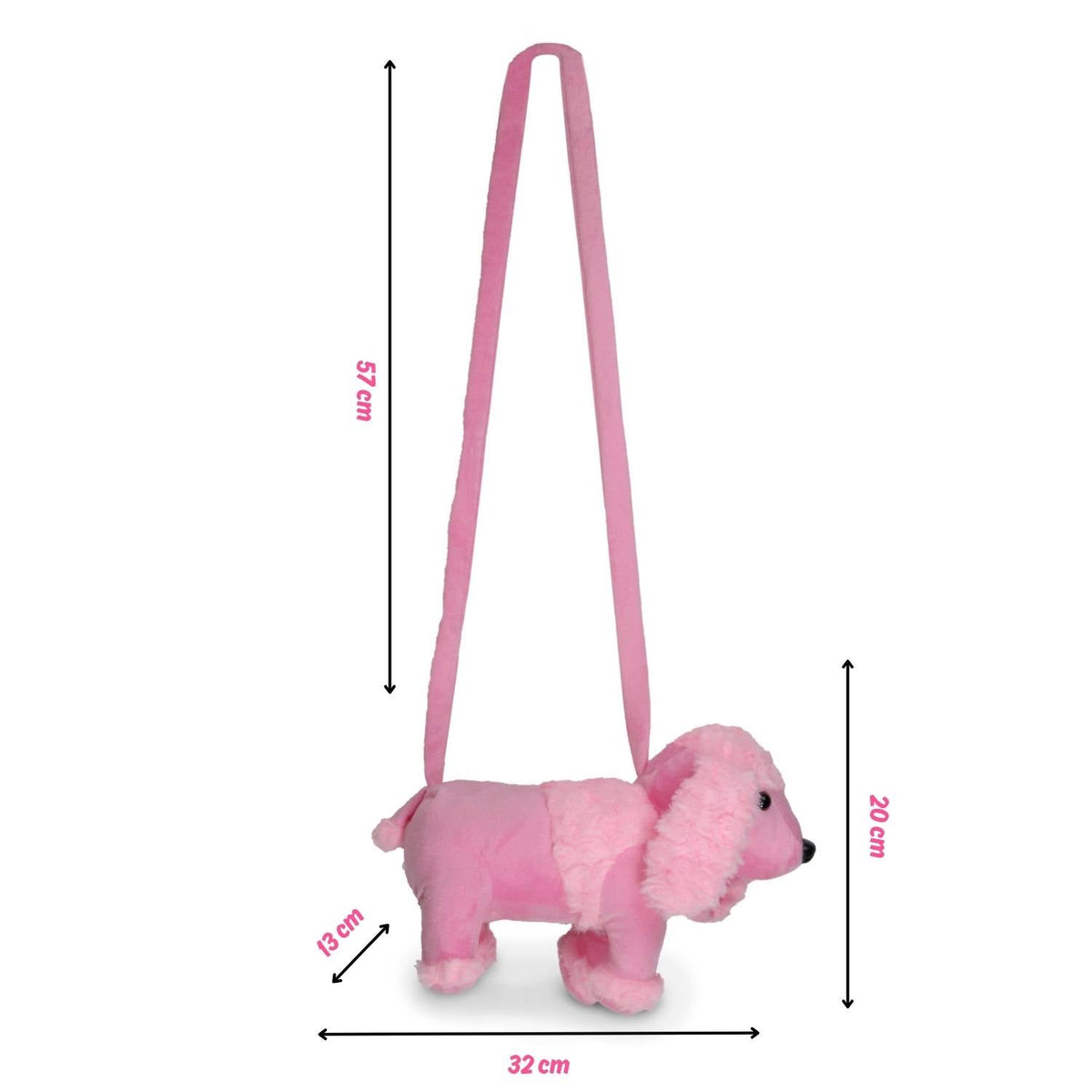 Kuschelige Pudel Handtasche | 32 x 19 x 10 cm - Rosa