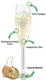 Stölzle Lausitz Sektglas mit Gravur im "Amore" Design