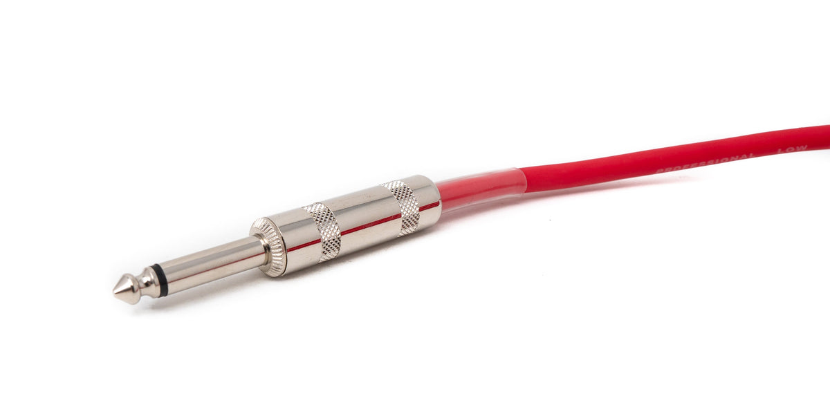 Audio Kabel 450 cm 6.35 mm Klinke Stecker zu Stecker Winkel AUX Rot | System-S