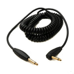 Audio Kabel 3 m 6.35 mm Klinke Stecker zu Stecker Winkel AUX Stummschalter Spirale Schwarz | System-S