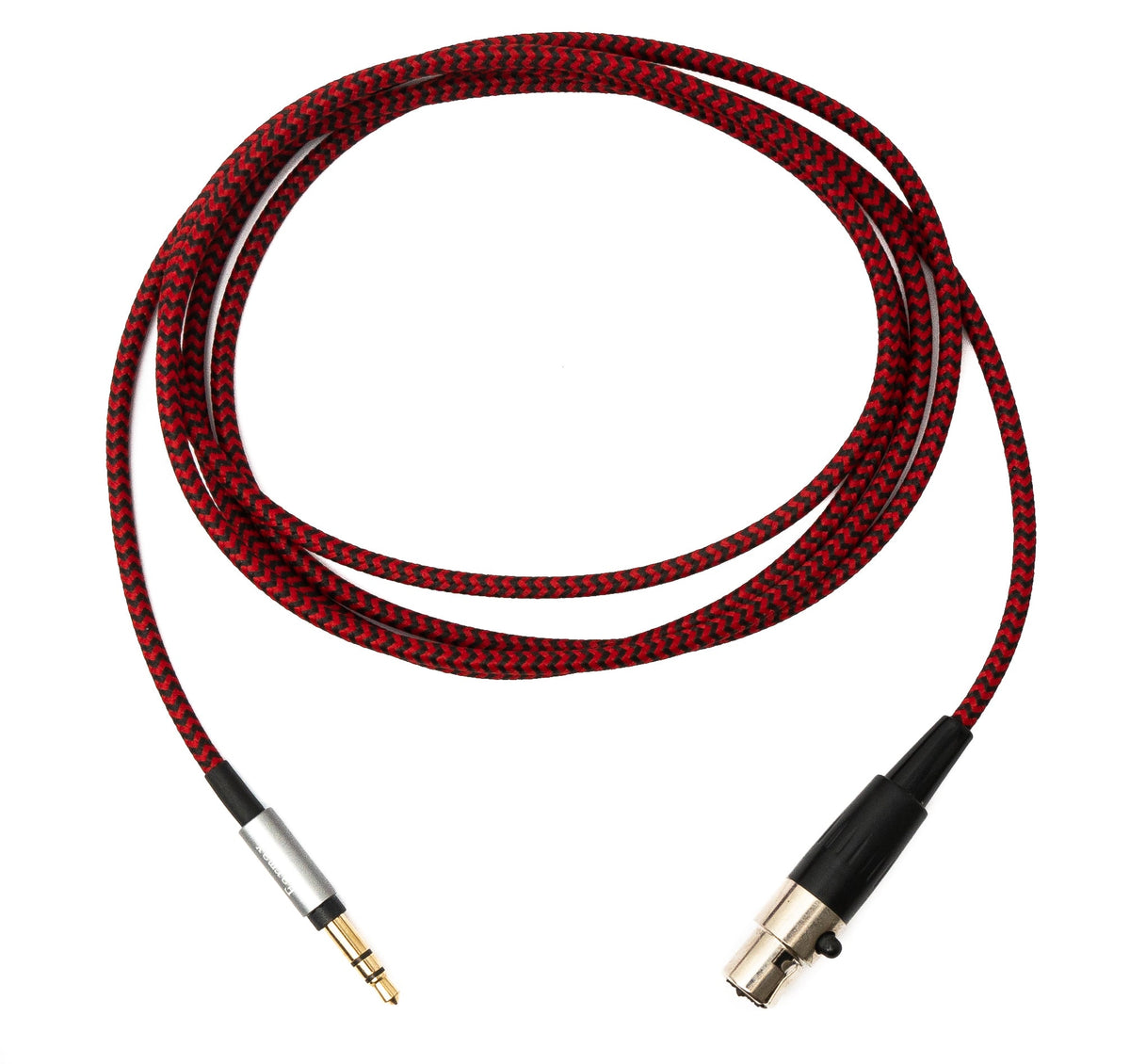 Audio Kabel 150 cm 3.5 mm Klinke Stecker zu Mini XLR Buchse geflochten in Rot | System-S