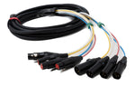 Audio Kabel 10 m XLR 3 polig 4x Stecker zu 4x Buchse AUX in Schwarz | System-S