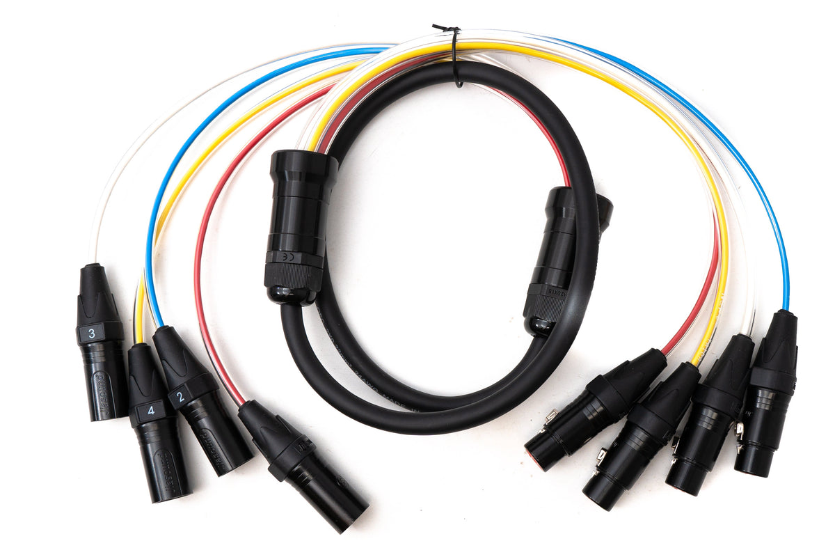 Audio Kabel 150 cm XLR 3 polig 4x Stecker zu 4x Buchse AUX in Schwarz | System-S
