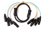Audio Kabel 150 cm XLR 3 polig 4x Stecker zu 4x Buchse AUX in Schwarz | System-S