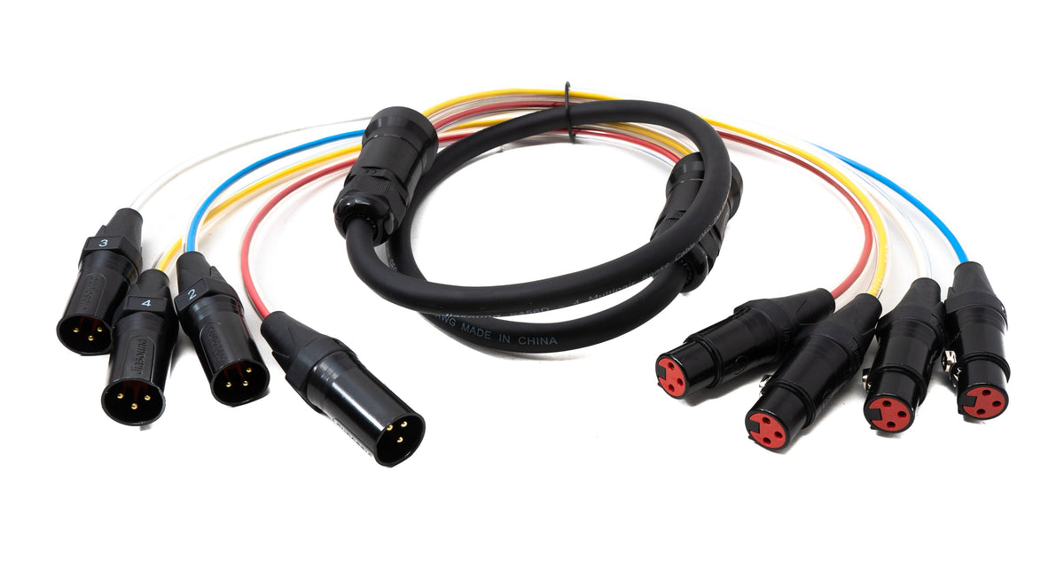 Audio Kabel 150 cm XLR 3 polig 4x Stecker zu 4x Buchse AUX in Schwarz | System-S