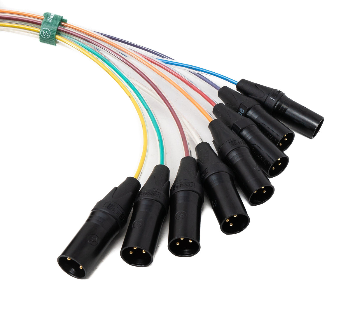 Audio Kabel 10 m XLR 3 polig 8x Stecker zu 8x Buchse AUX in Schwarz | System-S
