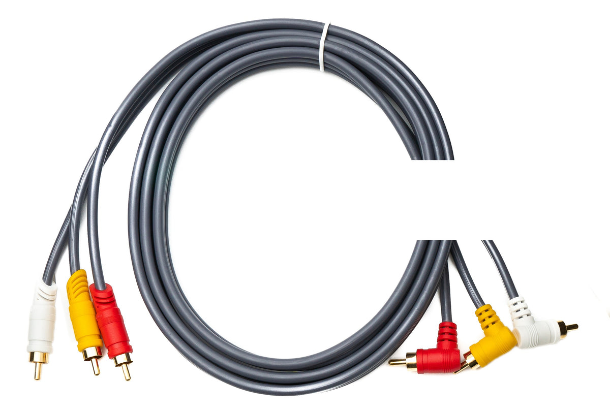 Cinch RCA Kabel 180 cm Stecker zu Stecker 3 AV Komponente Winkel in Schwarz | System-S