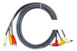 Cinch RCA Kabel 180 cm Stecker zu Stecker 3 AV Komponente Winkel in Schwarz | System-S