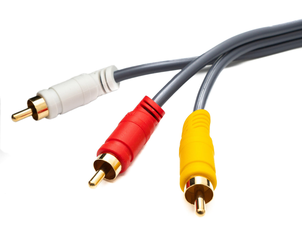 Cinch RCA Kabel 180 cm Stecker zu Stecker 3 AV Komponente Winkel in Schwarz | System-S