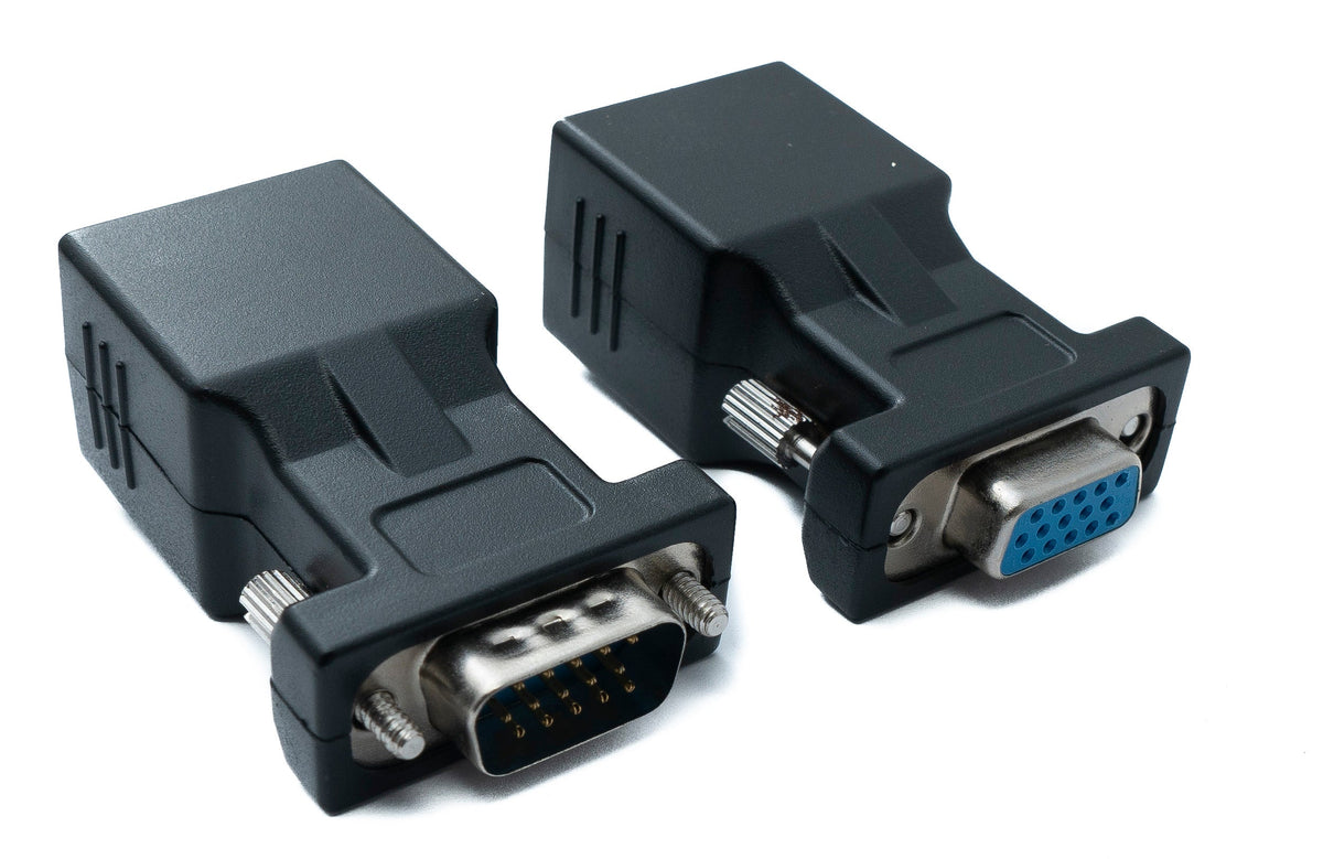 Ethernet VGA over IP Konverter VGA Stecker & Buchse zu LAN RJ45 Buchse 20m Reichweite | System-S