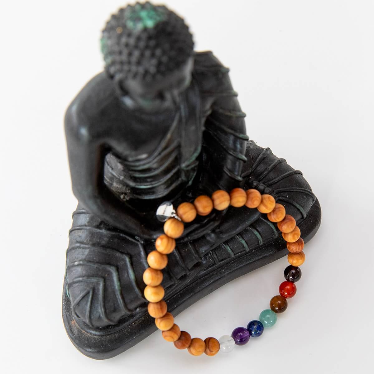 Chakra Armband aus echten Edelsteinen & Sandelholz