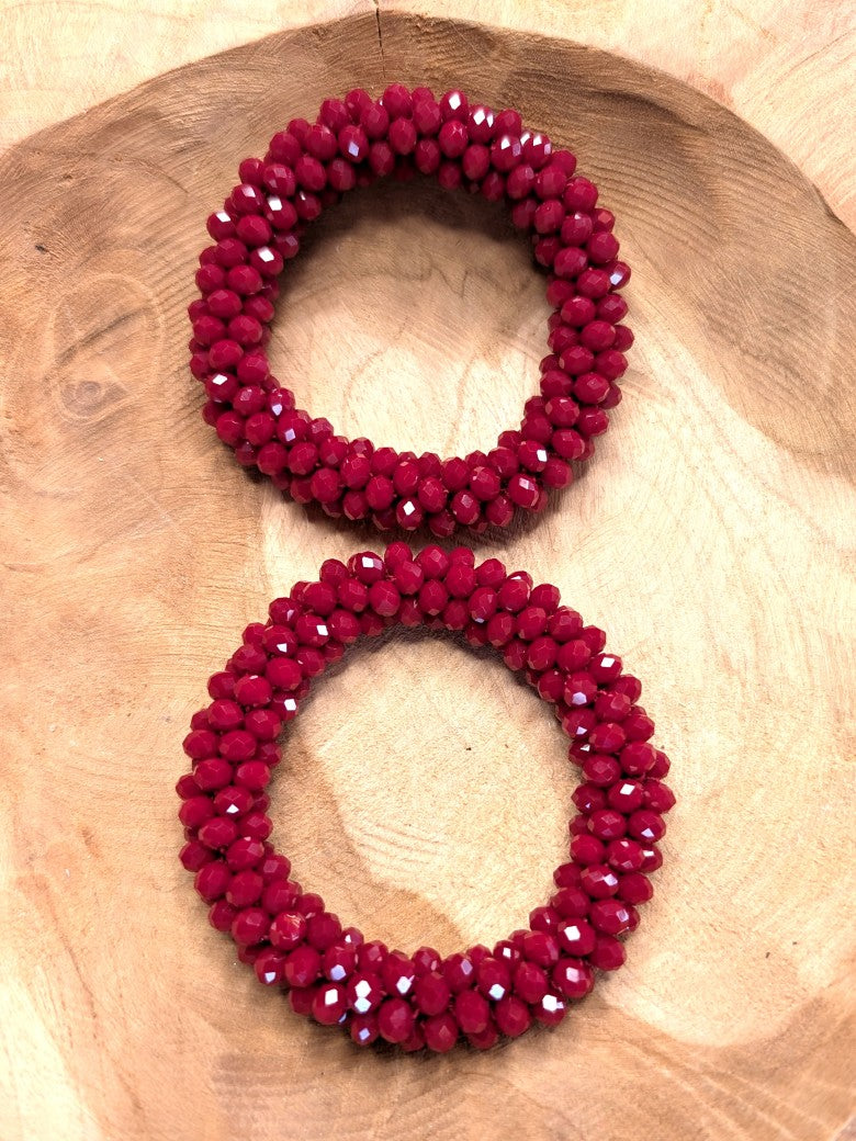 Armband elastisch Glasperlen XL Rubin Rot - von GIUNO