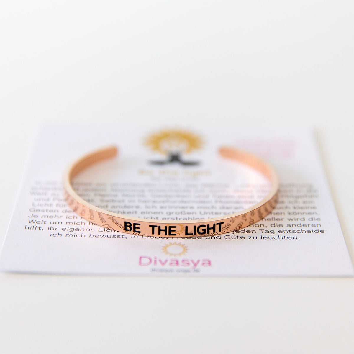 Armreif mit Gravur | rosé vergoldet | Be the light