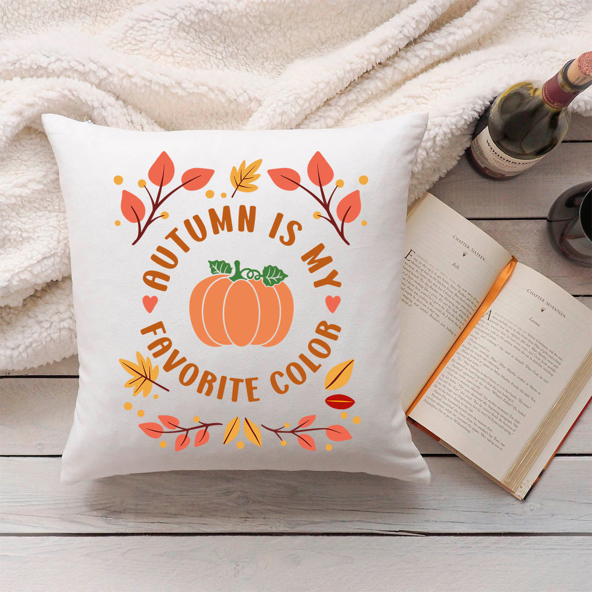 Bedrucktes Kissen mit Spruch Autumn is my favorite color