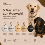 Hundemarke mit Gravur, Name und Telefon personalisiert, rund, 25mm oder 30mm in verschiedenen Farben