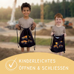 Kinder Turnbeutel Baufahrzeuge 4 schwarz