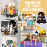 Kinder Turnbeutel Baufahrzeuge 4 schwarz